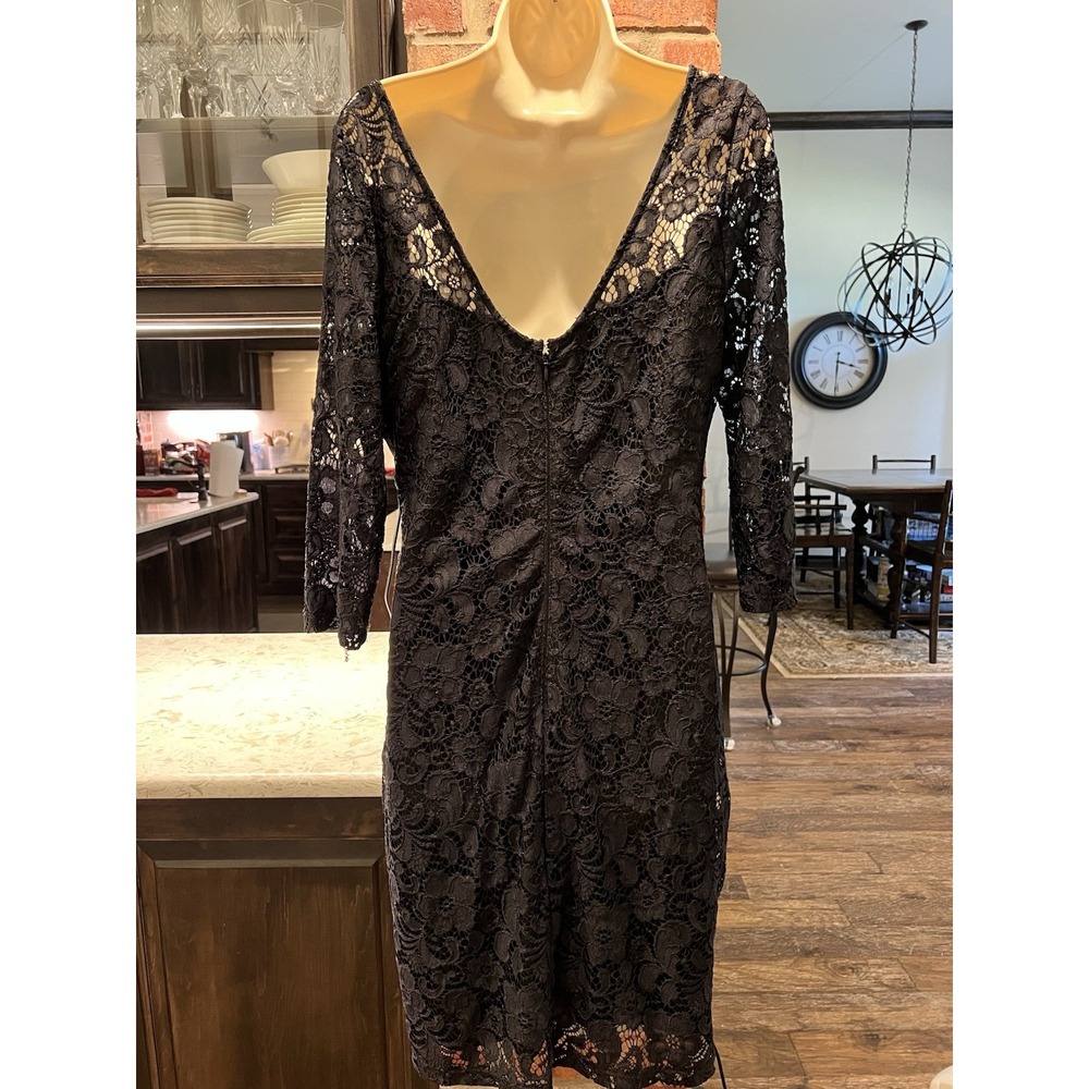 Le Chateau Black Lace Cocktail Dress Size XL Made In Canada - Picture 4 of 9
